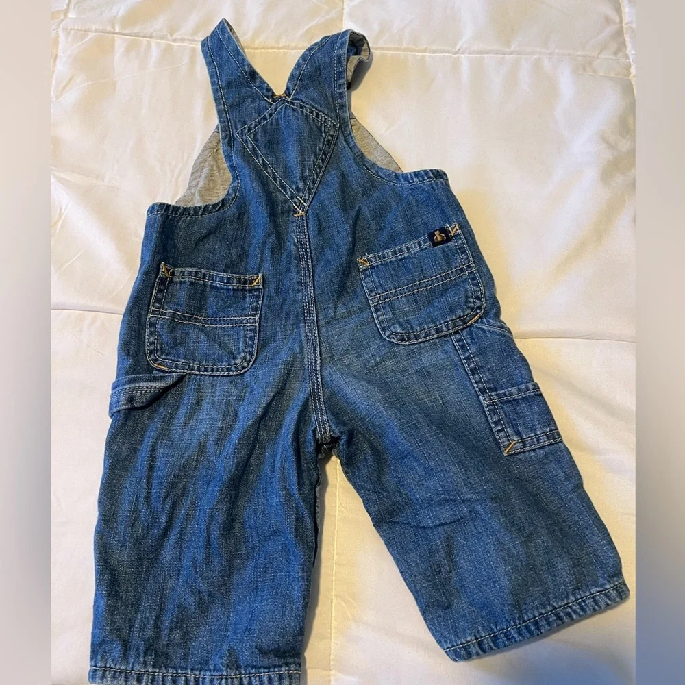 Baby GAP cotton lined denim jean overalls - Picture 2 of 4